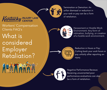 Gold and Blue infographic describing employer retaliation